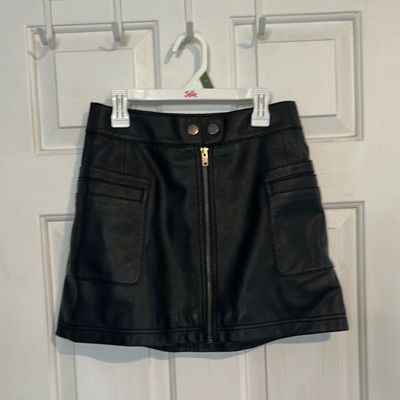 Free People Black Leather Skirt size 0 - Picture 1 of 6